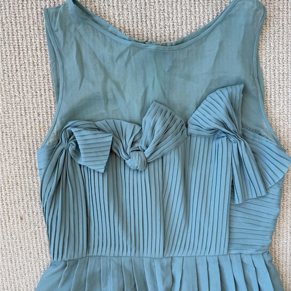 Hitherto Anthropologie Pleated Bow Dress Size 2 Sage Green Bridesmaid - Picture 3 of 11